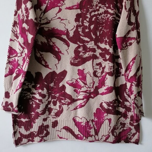 Soft surroundings Womens Fuchsia Purple Floral Print Knit Pullover Sweater Sz M - Picture 3 of 6